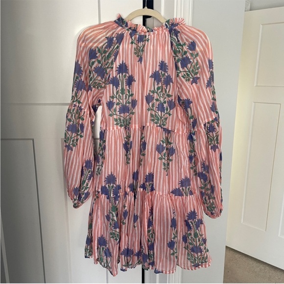 Oliphant Pink Floral Balloon Long Sleeve Dress Jaipur - Picture 4 of 4